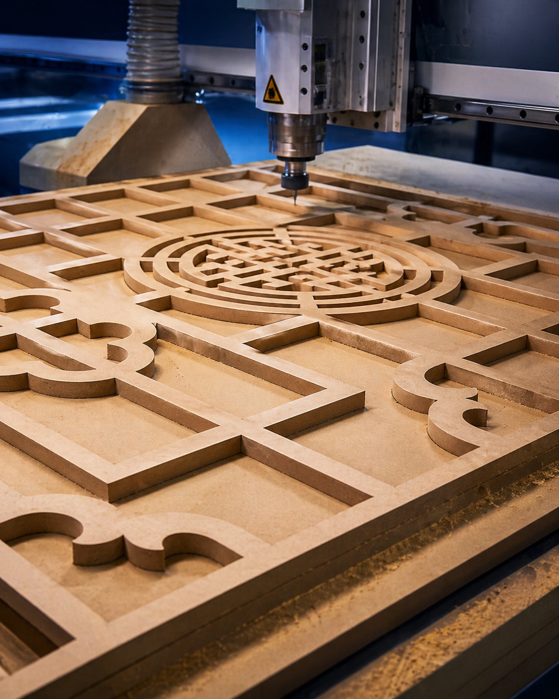 Relieve decorativo tallado en MDF con CNC